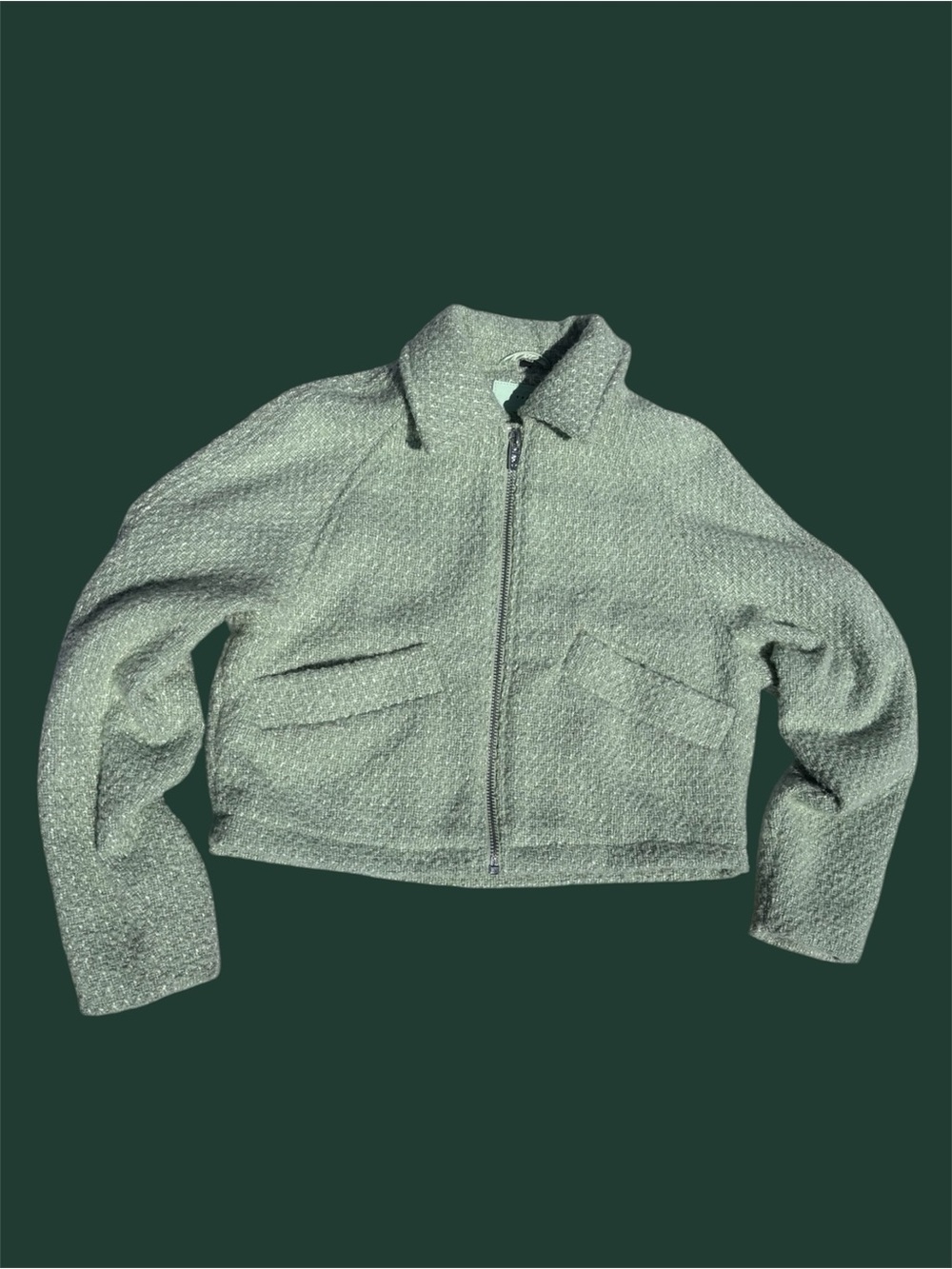Blank NYC Mint Green Teddy Zip-Front Jacket